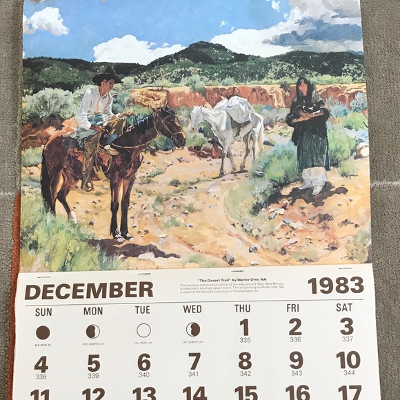 1984 SANTA FE RAILROAD CALENDAR Walter Ufer PRINT - Picture 7 of 8
